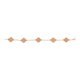 Van Cleef & Arpels Vintage Alhambra 5 Motif Bracelet Hammered 18K Rose Gold - Thumbnail View 2
