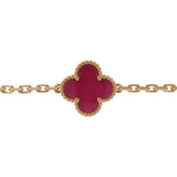 Van Cleef & Arpels Vintage Alhambra 5 Motif Bracelet Pink Enamel 18K Yellow Gold - Thumbnail View 3