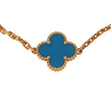 Pre-owned Van Cleef & Arpels Vintage Alhambra 5 Motif Bracelet Blue Agate 18K Yellow Gold - Thumbnail View 3