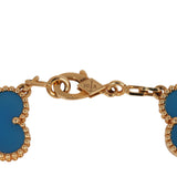 Pre-owned Van Cleef & Arpels Vintage Alhambra 5 Motif Bracelet Blue Agate 18K Yellow Gold - Thumbnail View 4