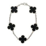 Van Cleef & Arpels Vintage Alhambra 5 Motif Bracelet Onyx 18K White Gold - Thumbnail View 1
