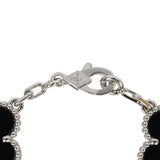 Van Cleef & Arpels Vintage Alhambra 5 Motif Bracelet Onyx 18K White Gold - Thumbnail View 4