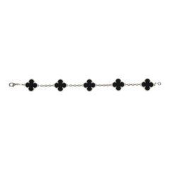 Van Cleef & Arpels Vintage Alhambra 5 Motif Bracelet Onyx 18K White Gold