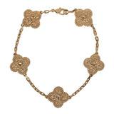 Van Cleef & Arpels Vintage Alhambra 5 Motif Bracelet Hammered 18K Yellow Gold - Thumbnail View 1