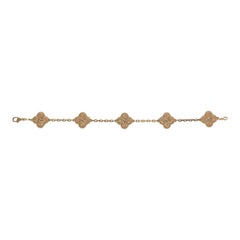 Van Cleef & Arpels Vintage Alhambra 5 Motif Bracelet Hammered 18K Yellow Gold