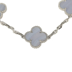 Van Cleef & Arpels Vintage Alhambra 5 Motif Bracelet Chalcedony 18K White Gold