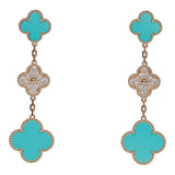 Van Cleef & Arpels Magic Alhambra Turquoise 18K Yellow Gold Diamond Drop Earrings