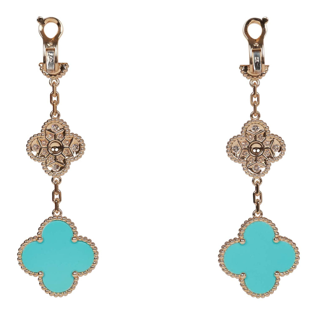 Van Cleef Arpels Magic Alhambra Turquoise 18K Yellow Gold Diamond Dr