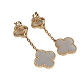 Van Cleef & Arpels Vintage Alhambra 18k Gold and Mother of Pearl 2 Motif Earrings