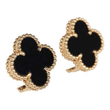 Van Cleef & Arpels Vintage Alhambra Onyx Earrings 18K Gold