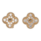 Van Cleef & Arpels Vintage Alhambra Earrings Diamonds & 18K Yellow Gold Hardware