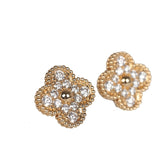 Van Cleef & Arpels Vintage Alhambra Earrings Diamonds & 18K Yellow Gold Hardware