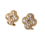 Van Cleef & Arpels Vintage Alhambra Earrings Diamonds & 18K Yellow Gold Hardware