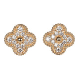 Van Cleef & Arpels Vintage Alhambra Earrings Diamonds & 18K Yellow Gold Hardware