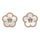 Van Cleef & Arpels Lucky Spring Plum Blossom Earrings White Mother of Pearl & 18K Rose Gold Hardware