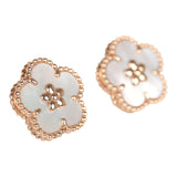 Van Cleef & Arpels Lucky Spring Plum Blossom Earrings White Mother of Pearl & 18K Rose Gold Hardware