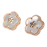 Van Cleef & Arpels Lucky Spring Plum Blossom Earrings White Mother of Pearl & 18K Rose Gold Hardware