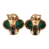 Van Cleef & Arpels Vintage Alhambra Motif Earrings Malachite 18K Yellow Gold