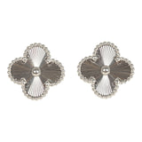 Van Cleef & Arpels Vintage Alhambra Motif Earrings Guilloché 18K White Gold Hardware - Thumbnail View 1