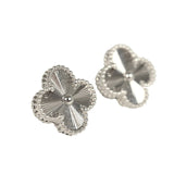 Van Cleef & Arpels Vintage Alhambra Motif Earrings Guilloché 18K White Gold Hardware - Thumbnail View 2