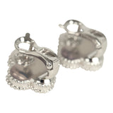 Van Cleef & Arpels Vintage Alhambra Motif Earrings Guilloché 18K White Gold Hardware - Thumbnail View 3