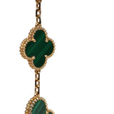 Van Cleef & Arpels Magic Alhambra 3 Motif Earrings Malachite 18K Yellow Gold Hardware