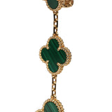Van Cleef & Arpels Magic Alhambra 3 Motif Earrings Malachite 18K Yellow Gold Hardware