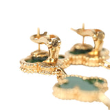Van Cleef & Arpels Magic Alhambra 3 Motif Earrings Malachite 18K Yellow Gold Hardware