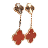 Van Cleef & Arpels Magic Alhambra 2 Motif Earrings Carnelian 18K Rose Gold Hardware