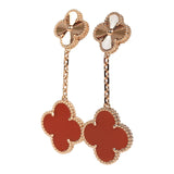 Van Cleef & Arpels Magic Alhambra 2 Motif Earrings Carnelian 18K Rose Gold Hardware
