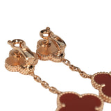 Van Cleef & Arpels Magic Alhambra 2 Motif Earrings Carnelian 18K Rose Gold Hardware