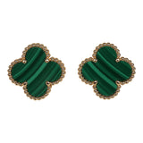 Van Cleef & Arpels Vintage Alhambra Motif Earrings Malachite 18K Yellow Gold