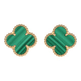 Van Cleef & Arpels Vintage Alhambra Motif Earrings Malachite 18K Yellow Gold