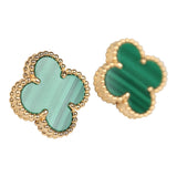 Van Cleef & Arpels Vintage Alhambra Motif Earrings Malachite 18K Yellow Gold