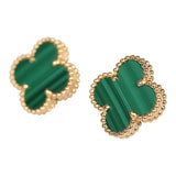 Van Cleef & Arpels Vintage Alhambra Motif Earrings Malachite 18K Yellow Gold