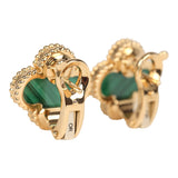 Van Cleef & Arpels Vintage Alhambra Motif Earrings Malachite 18K Yellow Gold