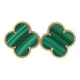 Pre-owned Van Cleef & Arpels Magic Alhambra Malachite Earrings 18K Yellow Gold Hardware