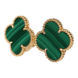 Pre-owned Van Cleef & Arpels Magic Alhambra Malachite Earrings 18K Yellow Gold Hardware