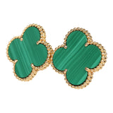 Pre-owned Van Cleef & Arpels Magic Alhambra Malachite Earrings 18K Yellow Gold - Thumbnail View 3