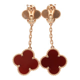 Van Cleef & Arpels Magic Alhambra 2 Motif Earrings Carnelian 18K Rose Gold - Thumbnail View 4