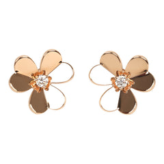 Van Cleef & Arpels Small Frivole Earrings Diamond 18K Rose Gold Hardware