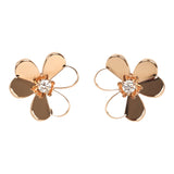 Van Cleef & Arpels Small Frivole Earrings Diamond 18K Rose Gold Hardware - Thumbnail View 1