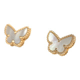 Pre-owned Van Cleef & Arpels Sweet Alhambra Butterflies Stud Earrings White Mother of Pearl 18K Yellow Gold - Thumbnail View 3