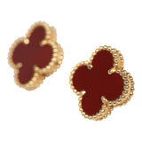 Pre-owned Van Cleef & Arpels Vintage Alhambra Motif Earrings Carnelian 18K Yellow Gold - Thumbnail View 4