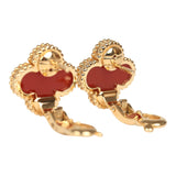 Pre-owned Van Cleef & Arpels Vintage Alhambra Motif Earrings Carnelian 18K Yellow Gold - Thumbnail View 3