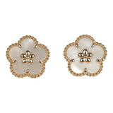 Van Cleef & Arpels Lucky Spring Plum Blossom Earrings White Mother of Pearl 18K Yellow Gold - Thumbnail View 1