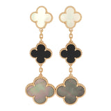 Van Cleef & Arpels Magic Alhambra 3 Motif Earrings Mother of Pearl & Onyx 18K Yellow Gold - Thumbnail View 1