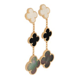 Van Cleef & Arpels Magic Alhambra 3 Motif Earrings Mother of Pearl & Onyx 18K Yellow Gold - Thumbnail View 2