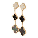 Van Cleef & Arpels Magic Alhambra 3 Motif Earrings Mother of Pearl & Onyx 18K Yellow Gold - Thumbnail View 4