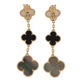 Van Cleef & Arpels Magic Alhambra 3 Motif Earrings Mother of Pearl & Onyx 18K Yellow Gold - Thumbnail View 3